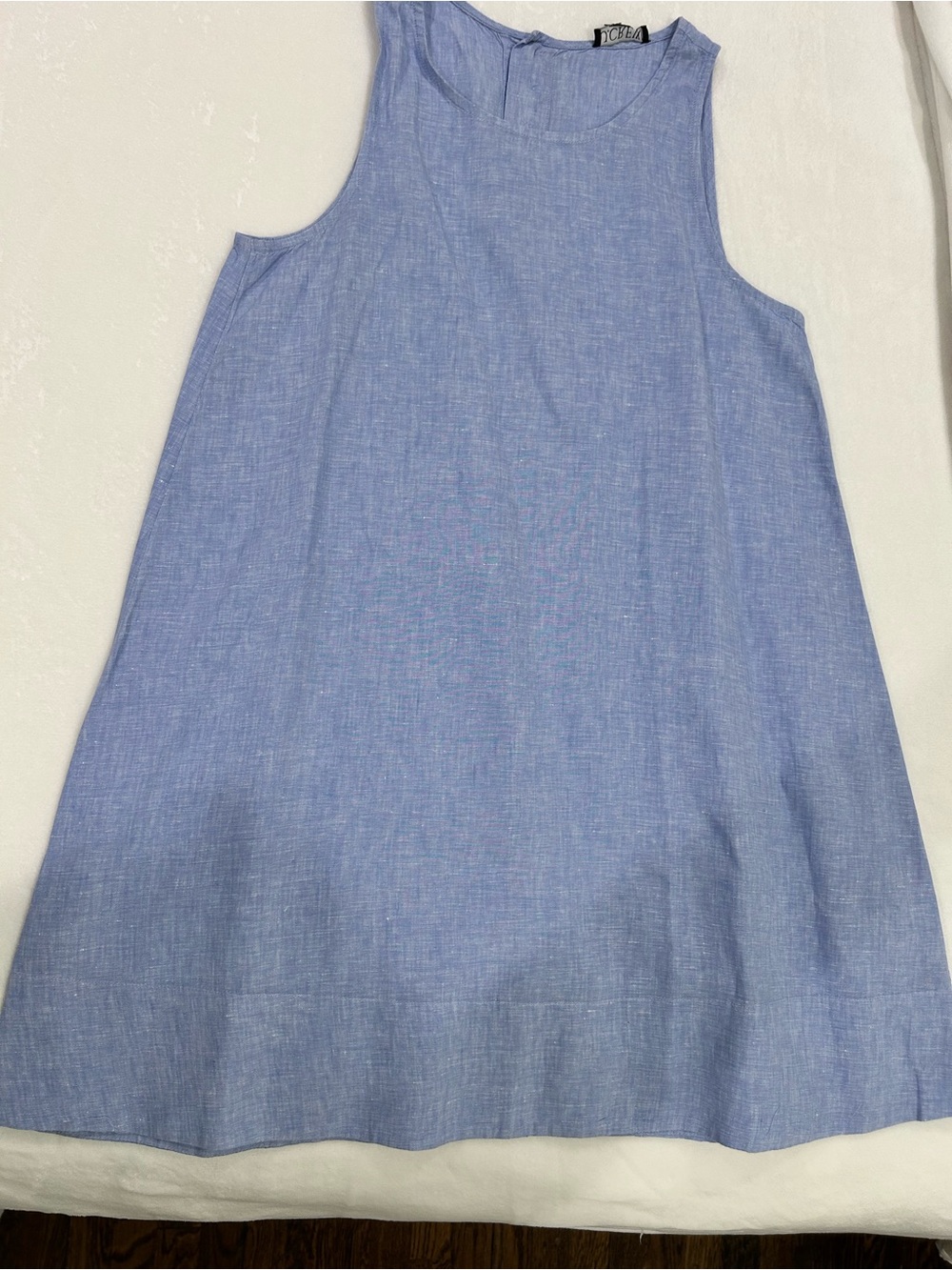 J.Crew 100% Linen Blue Sleeveless Shift Dress M Never Worn